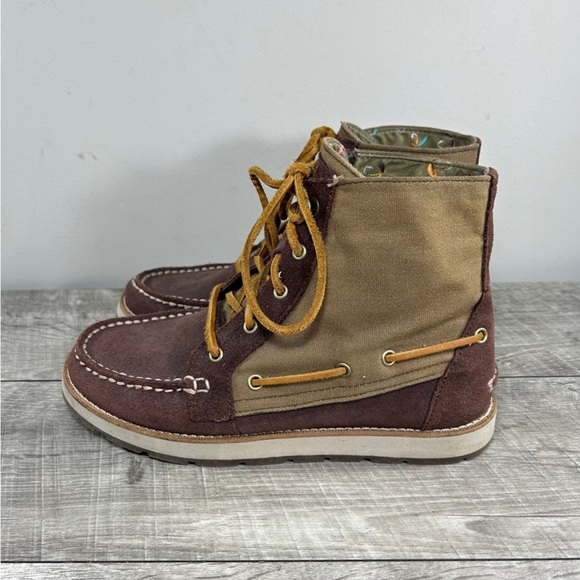 Sperry Top Sider Duck Lace Up Women’s Brown Leather Driving Shoes Boots Size 7.5 - Picture 5 of 9